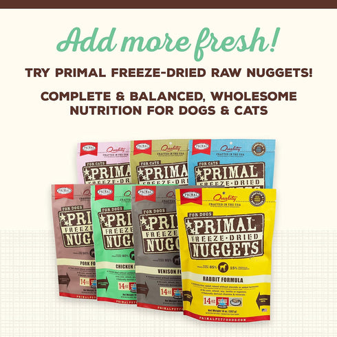 Primal Freeze Dried Raw Dog & Cat Food Topper, Cupboard Cuts, Grain Free Meal Mixers with Probiotics, Chicken, 18 oz