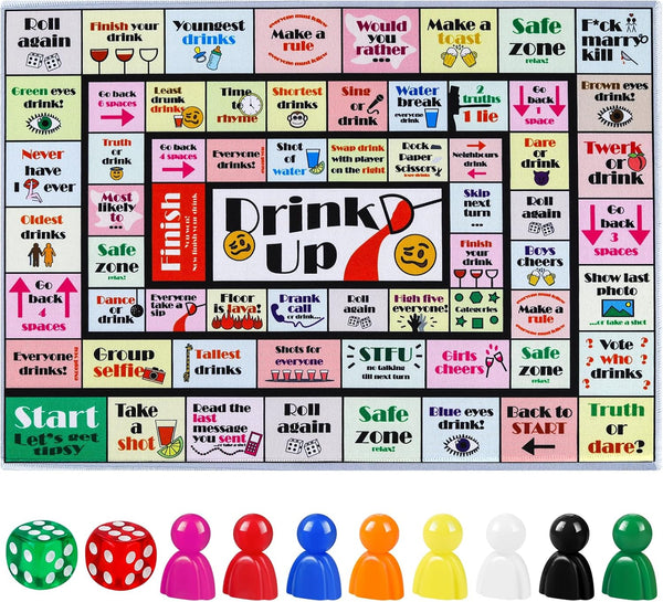 Fofeadm Drinking Board Games for Adults, Rubber Mat Drinking Board Game, Funny