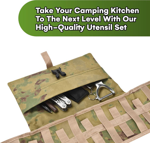 Grippi Hanging Camping Utensil Organizer - Compact Waterproof Tableware Storage Bag for Outdoor Cooking - Set of 1 -