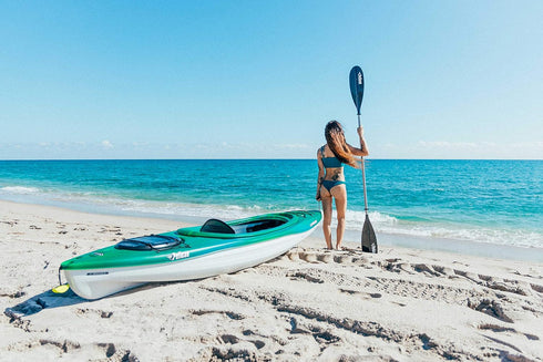 Pelican Standard Kayak Paddle - Aluminum Shaft with Durable Polypropylene Blade - 0/65° Blade Angle with Drip Ring