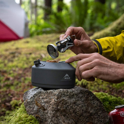 1L Lightweight Black Camping Teapot - Hard-Anodized Aluminum