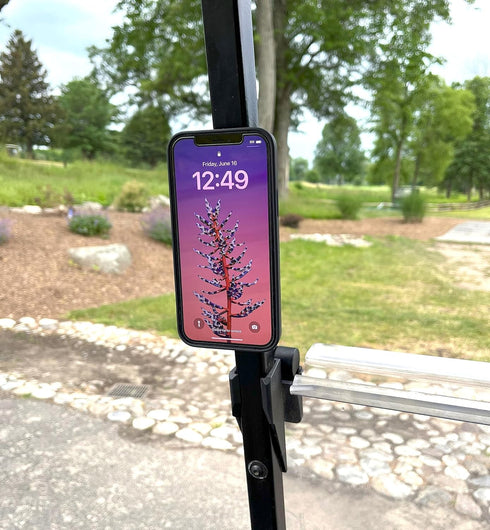 Golf Cart Magnetic Phone Mount & Holder, Compatible with MagSafe, Attaches to Metal Surfaces, Strong Secure Mounting