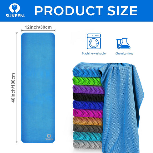 Sukeen Cooling Towel (40"x12") - Soft Breathable Cold Towel for Neck & Head, Yoga, Golf, Gym, Camping, Running