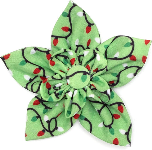The Worthy Dog Lit Flower Adjustable Collar Attachment Accessory for Dogs Cats Pets|Cute, Comfortable and Durable - Large, Green
