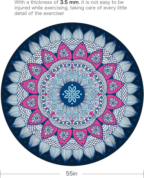 LERYG 140cm Pilates Mat Round Oversize Yoga Mat Suede Rubber Non-Slip Dia Exercise Mat Meditation Mat Workout Mat
