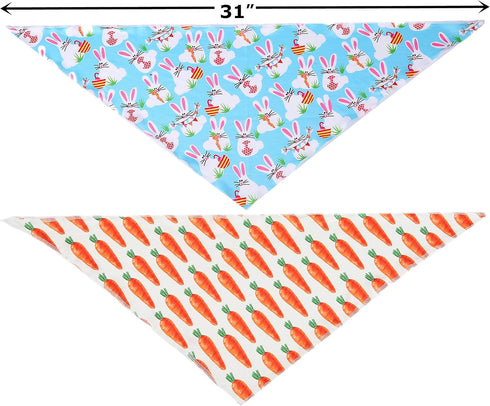 2 Pack Easter Dog Bandana, Triangle Bibs Pet Scarf for Medium to Large Dogs