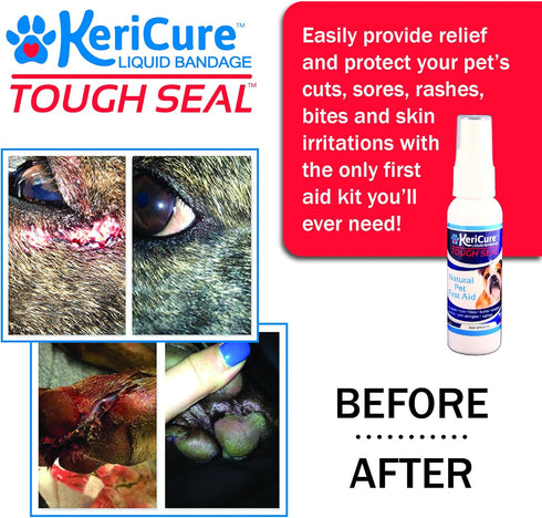 Pet Liquid Bandage Spray for Dogs & Cats - Tough Seal - 2oz Calming Wound Care Protection, Protects Cuts and Scratches