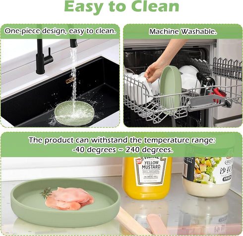 Cat Bowls Silicone Dog Bowls, Non-Slip 10 OZ Pet Bowl for Dry & Wet Food, Green 2pcs for Small Pets