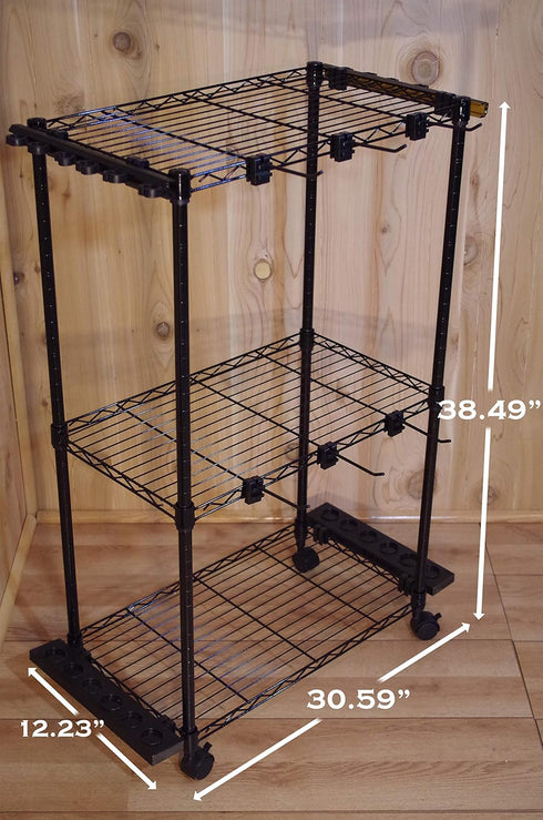 Old Cedar Outfitters Rolling Rod Cart and Tackle Trolley - Holds 12 Rod and Reel Combo for Storage