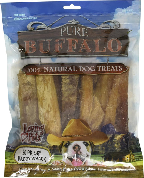 Loving Pets Pure Buffalo 6-Inch Backstrap Tendon Dog Treat - 20-Pack