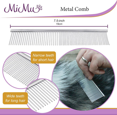 MiMu Deshedding Dog Brush Set - Interchangeable 3-in-1 Long to Short Hair Shedding Brush for Dogs, Cats Plus Comb