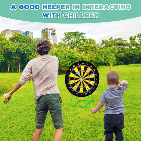 3 4 5 6 7 8 9 10 11 12 Large Dart Board for Kids, Kids Double-Sided Dart Board with Sticky Balls and Darts