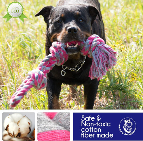 Dog Toys - Durable Dog Toys - Dog Rope Chew Toys - Rope Dog Toy - Tug of War Dog Toy for Large Breed - Small Breed Puppy Teething Toys - Washable Cotton Rope Dog Toy (Aggressive Chewers, 1, Count)