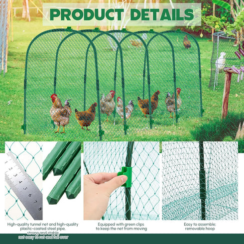 157 31.5 25.5 Inch, Yalikop Large Chicken Tunnel Coop Run, x Easy to Install Green Yard Poultry Tunnel for Outdoor