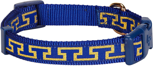 Blueberry Pet 4 Patterns Gold Metallic Thread T-Shape Adjustable Dog Collar, Large, Neck 18"-26" in Royal Blue