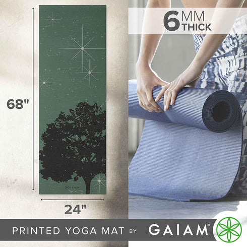 Gaiam Yoga Mat - Premium 6mm Print Extra Thick Non-Slip Exercise & Fitness Mat for Yoga, Pilates & Floor Workouts (68"L