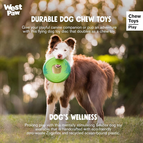 WEST PAW Seaflex Sailz Flying Disc Dog Toy – Eco-Friendly Zogoflex for Moderate Chewers, Hibiscus