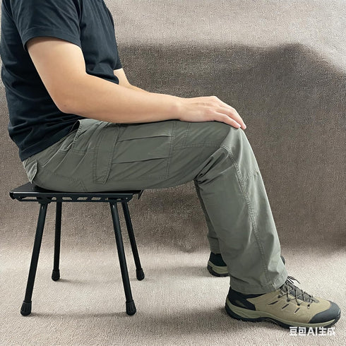 Outdoor Portable Camping Chair and Table Dual-Use, Liftable Stool for Fishing, Camping, Hiking, Lightweight Folding