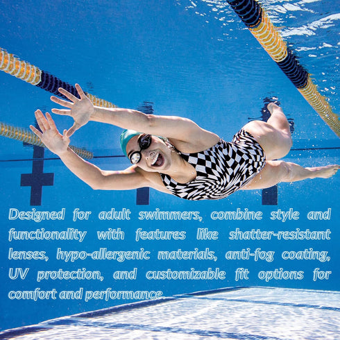 Sporti Unisex Adult Swimming Goggles, Antifog Swim Goggles for Men & Women, Shatter-resistant