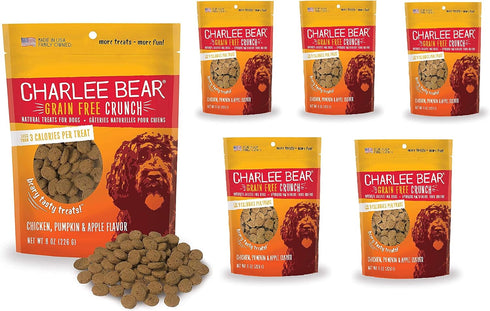 Charlee Bear Crunch Chicken, Pumpkin & Apple Flavor Dog Treat - 6 Pack, 8 oz Each