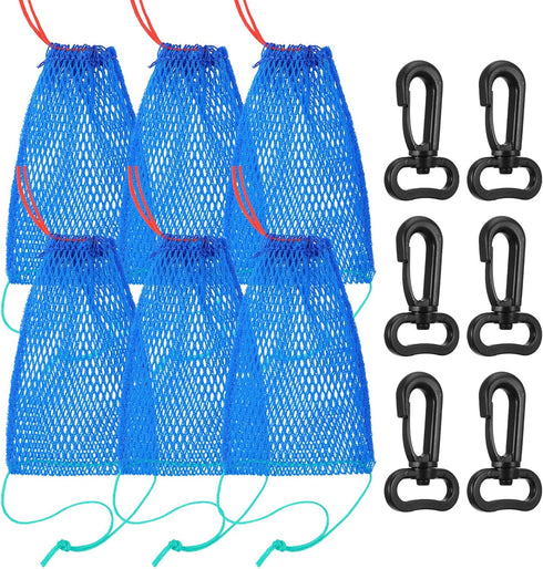 Xaajooio 6 Pcs Blue Crab Trap Bait Bags with Rubber Lockers Small Crab
