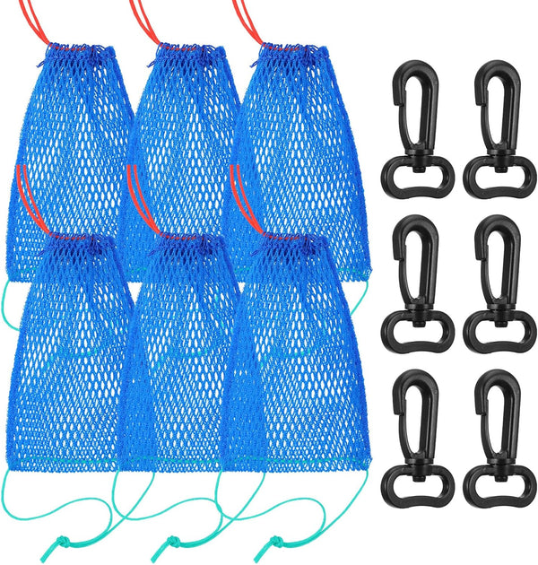 Xaajooio 6 Pcs Blue Crab Trap Bait Bags with Rubber Lockers Small Crab