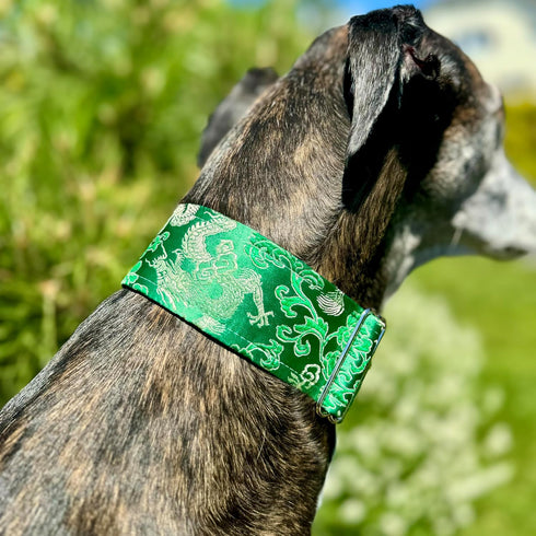 Extra Soft Martingale Dog Collar and Leash Set, 2" Wide for Greyhound Saluki Whippet and Similar Breeds (M 11"-14" and