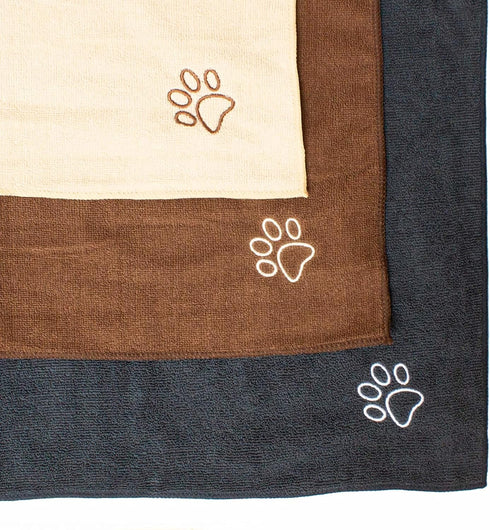 My Doggy Place Super Absorbent Microfiber Towel for Dog Bathing, Charcoal with Paw Print, 2 Pack