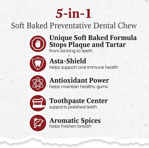 12oz Ark Naturals Soft Shield Brushless Toothpaste Small Breeds, Bag Soft-Baked Dog Dental Chew with Toothpaste Center