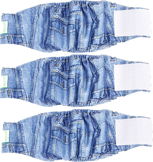 Wegreeco Washable Male Dog Diapers, Pack of 3, Large - 18"-21" Waist, Washable Belly Wrap