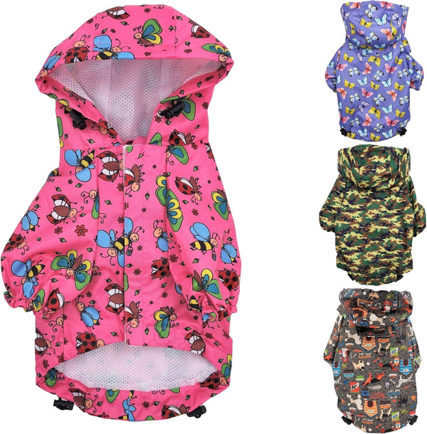 Small Pet Cat Dog Raincoat Hoodie Coat, Waterproof Rain Jacket Rainwear (XS: Length - 10", Pink)