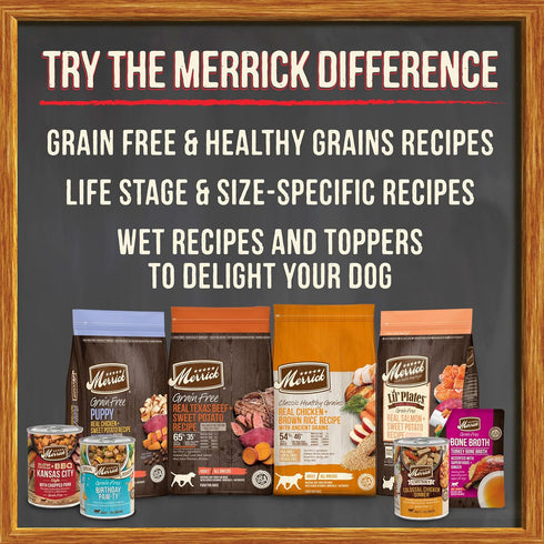 Merrick Grain Free Premium Canned Dog Food, Soft & Healthy, Real Beef & Chicken Variety Pack - 9.5 lb Can, Pack of 1