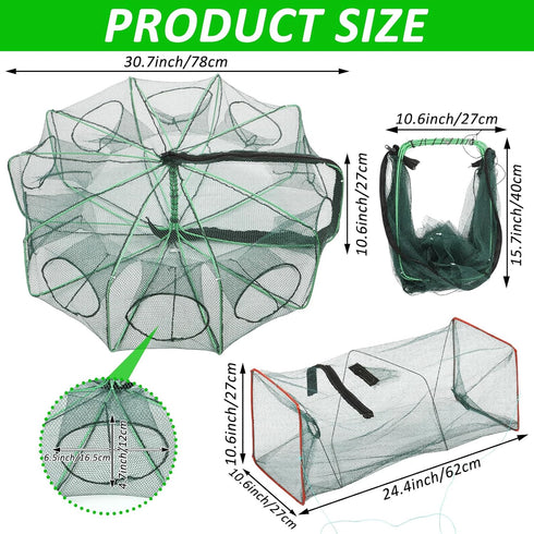 Sibosen 2PCS 10 2 Fishing Bait Trap Crab Net Holes and PCS Square Crab Crawfish Trap Fishing Trap for Minnow Crawfish