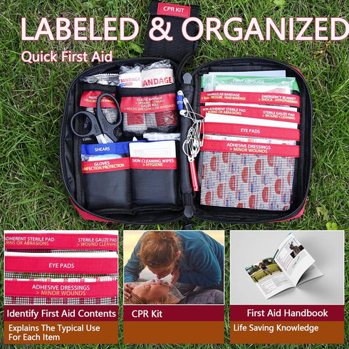 Backpacking, Small First aid Kits,Travel First Aid Kit with Labelled Compartments Molle System Compact Medical Kit