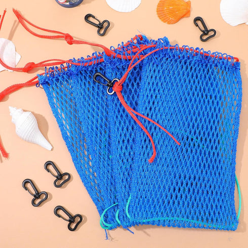 Xaajooio 6 Pcs Blue Crab Trap Bait Bags with Rubber Lockers Small Crab Snare Portable Mesh Fish Trap for Crawfish