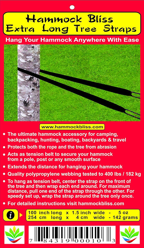 Hammock Bliss XL Extra Long Tree Straps - Super Strong & Durable, Hang Any Hammock with Ease, Set of 2 Straps