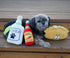 4 Pack Fiesta Dog Chew Toys and Sombrero - Mexican Squeak Plush Toys for Chihuahuas - Taco, Tequila, Hot Sauce