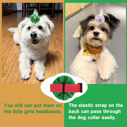 Dog Collar Flowers, Bows Charms for Small Medium Large Dog Cat Puppy Collar Embellishments (4pcs Christmas flower)