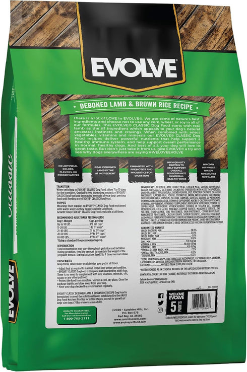 Evolve Classics Lamb and Brown Rice Recipe Dog Food - 14 lb