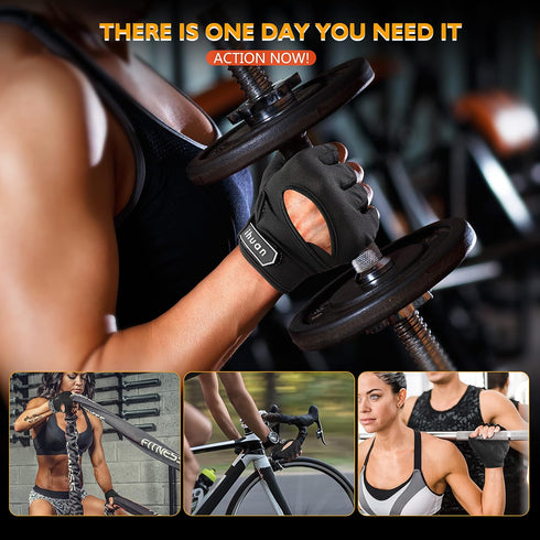 ihuan New Breathable Workout Gloves for Women & Men - No More Sweaty & Full Palm Protection Gym Exercise, Cycling