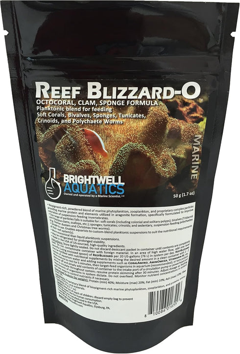 Brightwell Aquatics Reef Blizzard-O Powdered Planktonic Food Blend for Octocorals & Bivalves, 50g