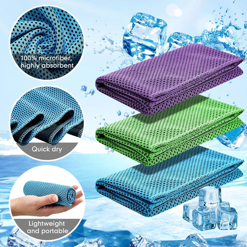 90 Pack 40" 12" Redbaker Cooling Towels Bulk for Neck and Face x Ice Cool Towel Multicolored Microfiber Sweat Rag