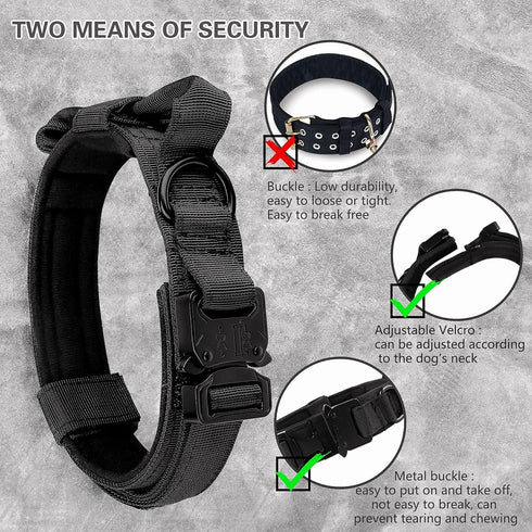 KCUCOP Tactical Dog Collar with Mama Says I'm Special Patch, Adjustable Heavy Duty Metal Buckle for Medium and Large