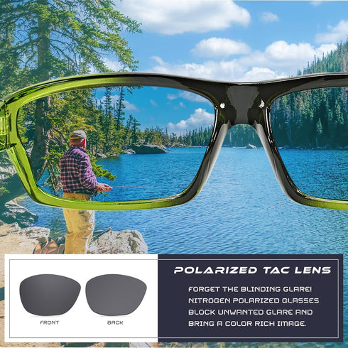 Nitrogen Polarized Wrap Around Sport Sunglasses, UV400, for Men Women, Driving Fishing Running