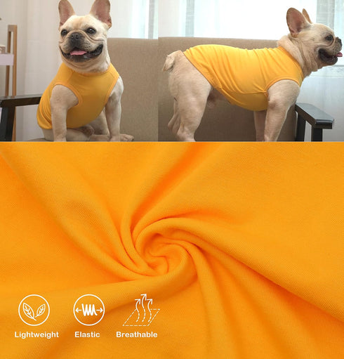 Plain Cotton Dog Shirts, Large Pet Costumes for Male & Female Dogs, Yellow & Purple, Size XXL