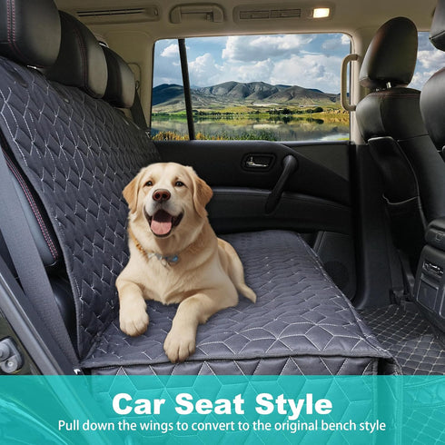 (54" Meginc Back Seat Dog Car Seat Cover, Waterproof Car Seat Protector for Cars SUVs Trucks, Heavy Duty Non-Slip Split