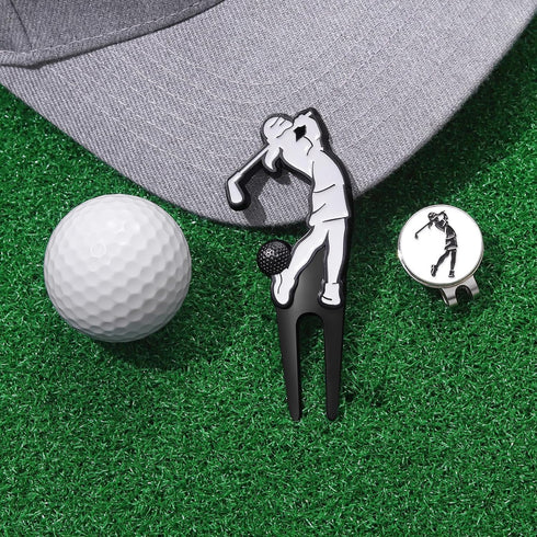 Golf Divot Tool with Hat Clip Set, Personalized Magnetic Ball Marker, Premium Golf Gifts for Men Women