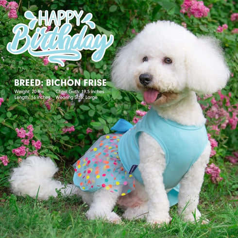 cyeollo Dog Birthday Dress Party Tulle Dresses for Small Dogs, Puppy Clothes Girl Pet Cat Holiday Outfit Apparel, Blue,