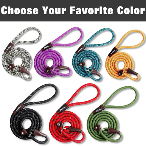 PetiFine 6FT x 1/2" Reflective Slip Lead Dog Leash, Heavy Duty Adjustable Nylon Rope for Small Medium Large Dogs