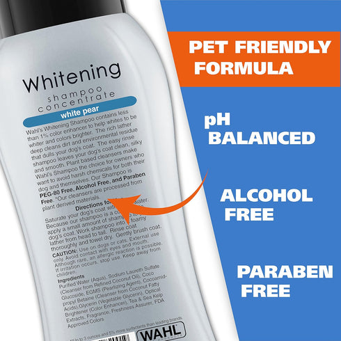Wahl USA Whitening Shampoo for Pets - White Pear Scent, 24 oz - Model 820001A - Whitening & Odor Control